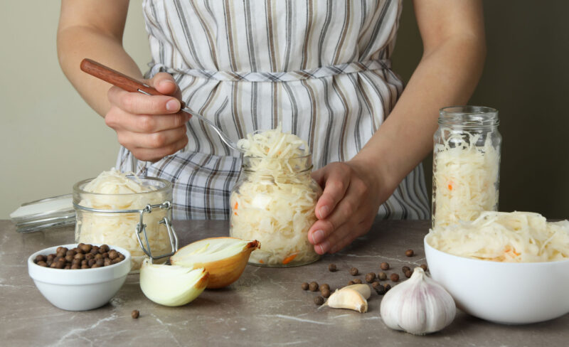 Pickled Green Cabbage with Sweet Peppers and Apple
